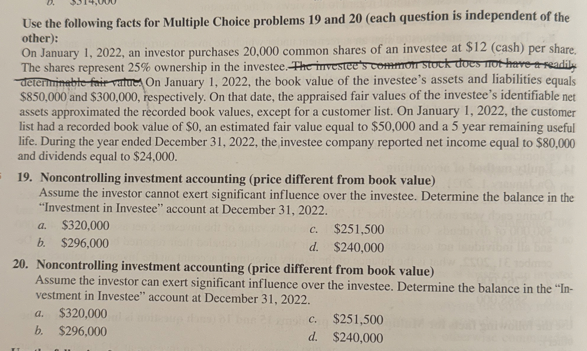  Use the following facts for Multiple Choice problems 19 and 20(each