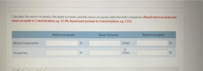 of the 2020 income statement data for Bimini Corporation and Prowel Inc.