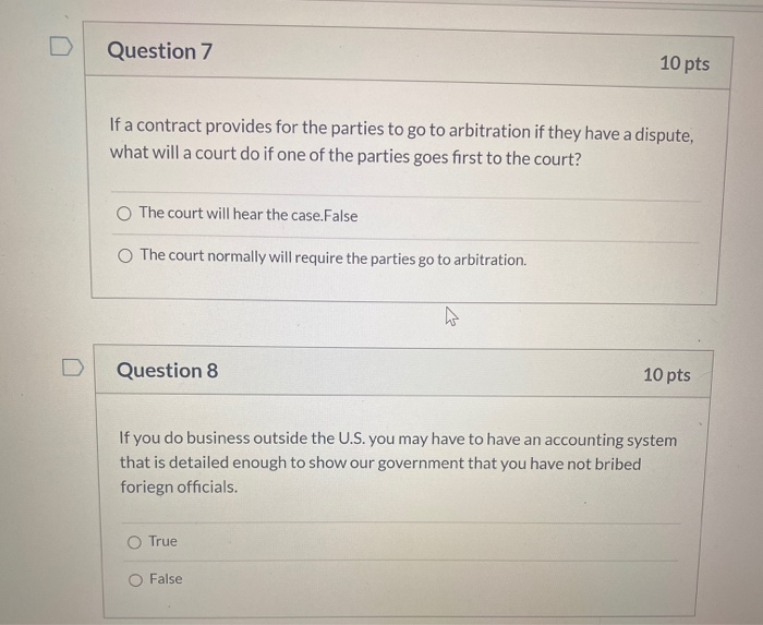 question 7-8 please Question 7 10 pts If a contract provides for