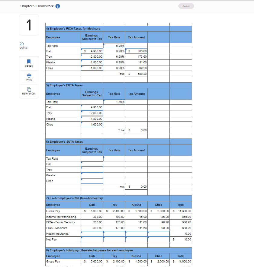 1.45% of gross pay. Also, for the first $7,000 paid to each