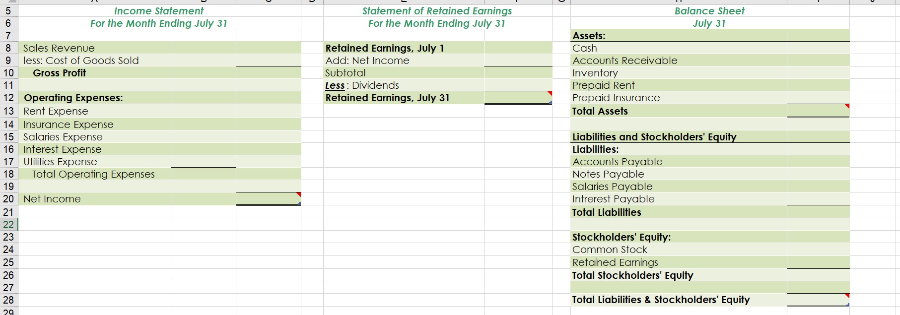 for a one year insurance policy, beginning July 1. Purchased inventory on