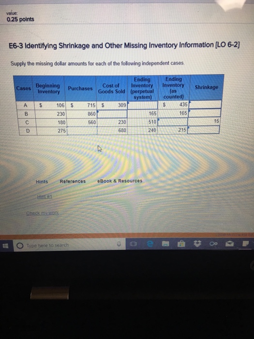  Could I get some help with this one? value 0.25 points