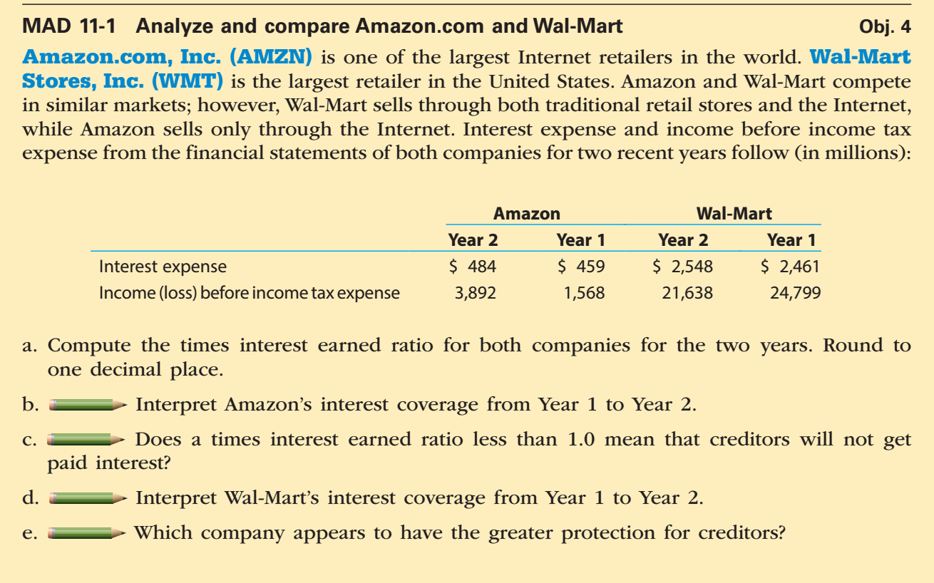  MAD 11-1 Analyze and compare Amazon.com and Wal-Mart Obj. 4 Amazon.com,