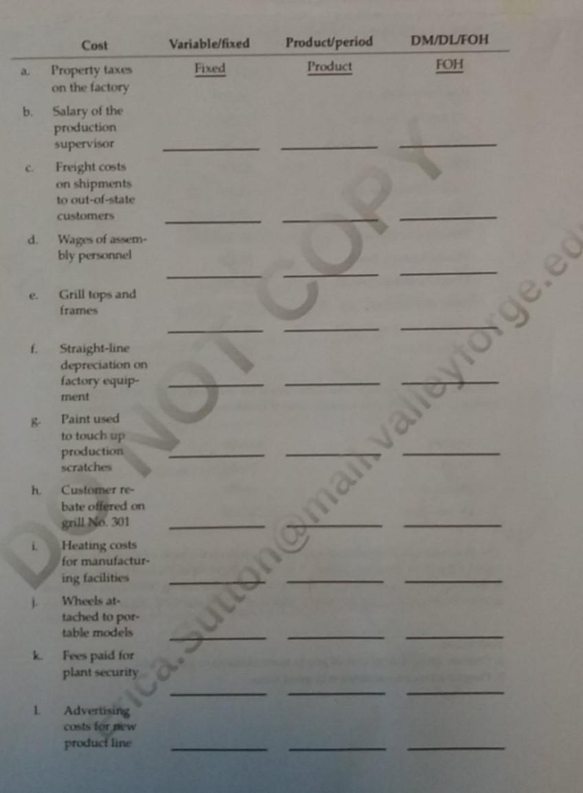 and whether the cost is a product or a period cost. If