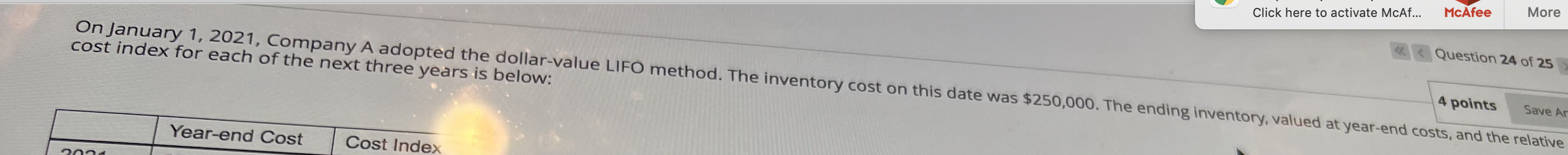 please show work Click here to activate McAf... McAfee More 4