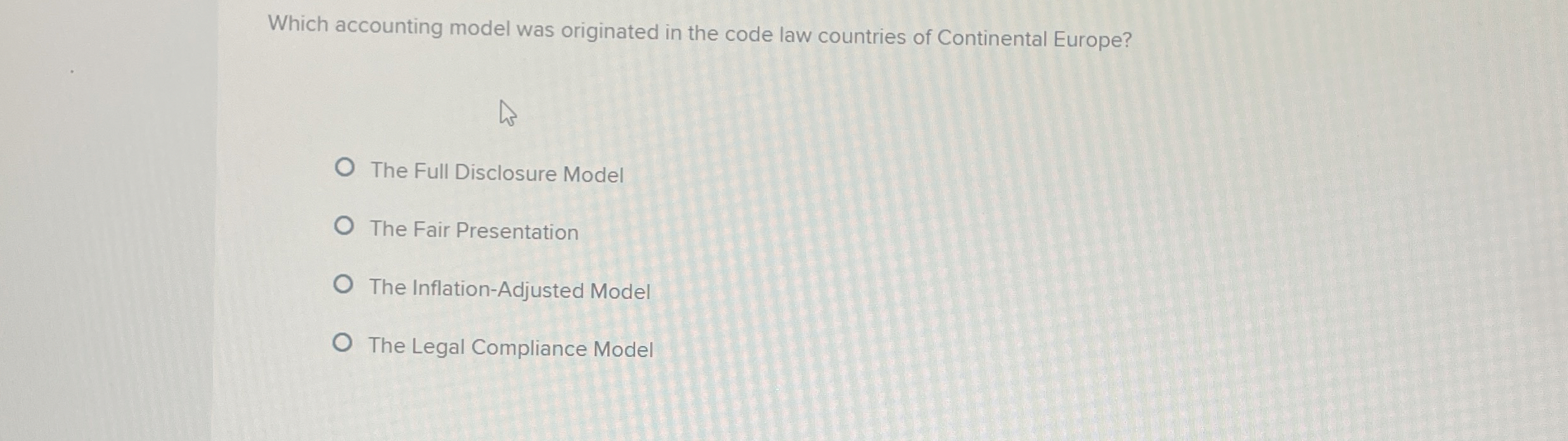 Which accounting model was originated in the code law countries of