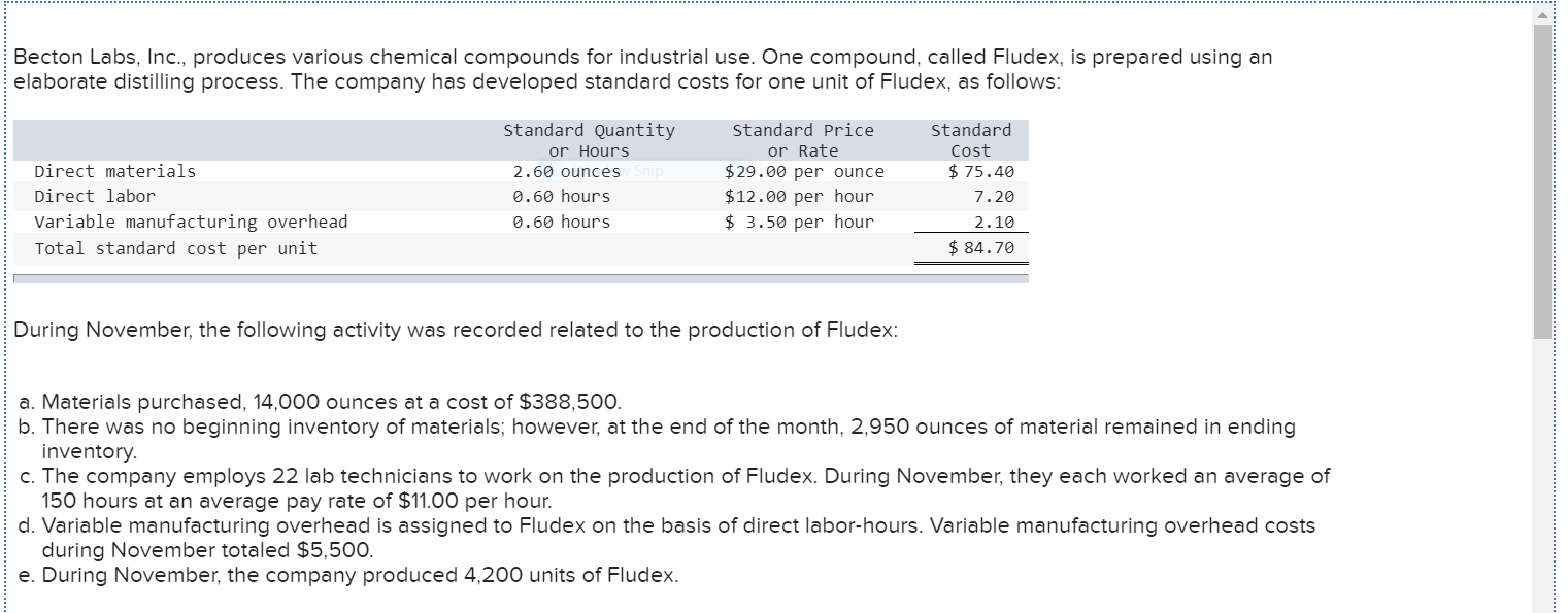 Materials Price Variance, Labor Efficiency Rate, etc.? Please help! And if you