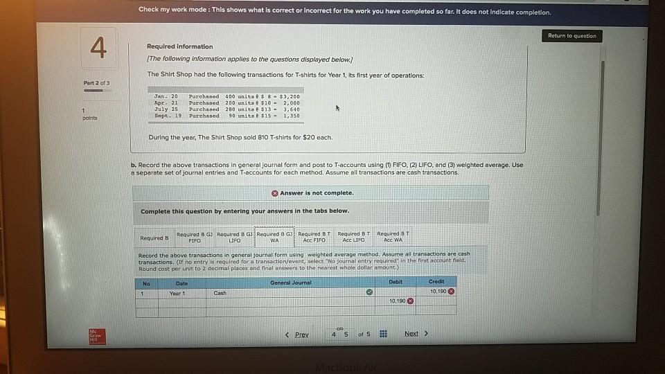  Check my work mode: This shows what is correct or incorrect