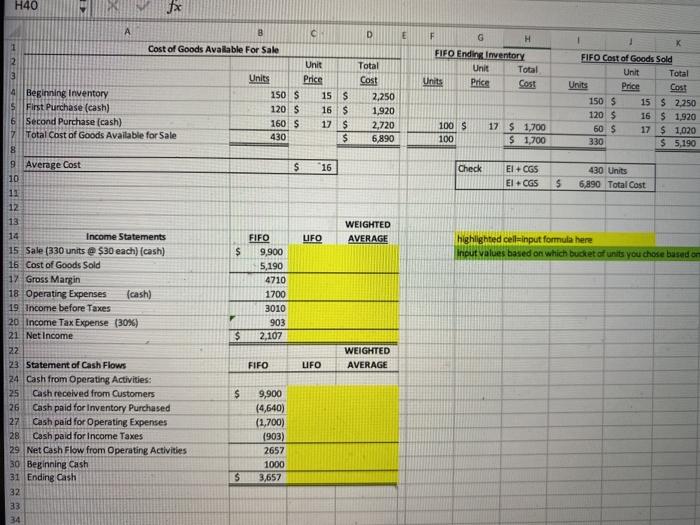  please include formulas that are visible to me H40 fx E