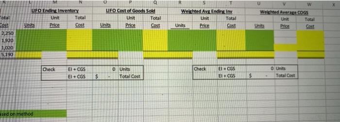 1 F G H FIFO Ending Inventory Total Units Price Cost Unit