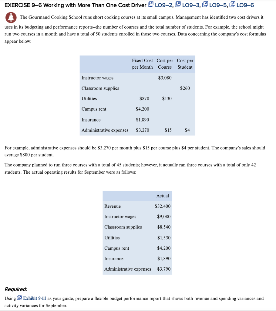  EXERCISE 96 Working with More Than One Cost Driver @L09-2, 109-3,