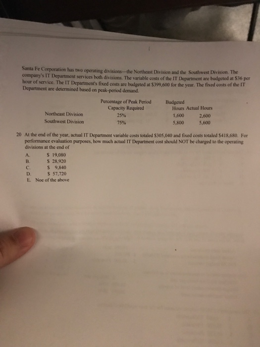  Practice test looking for solution . Plz give answer Santa Fe