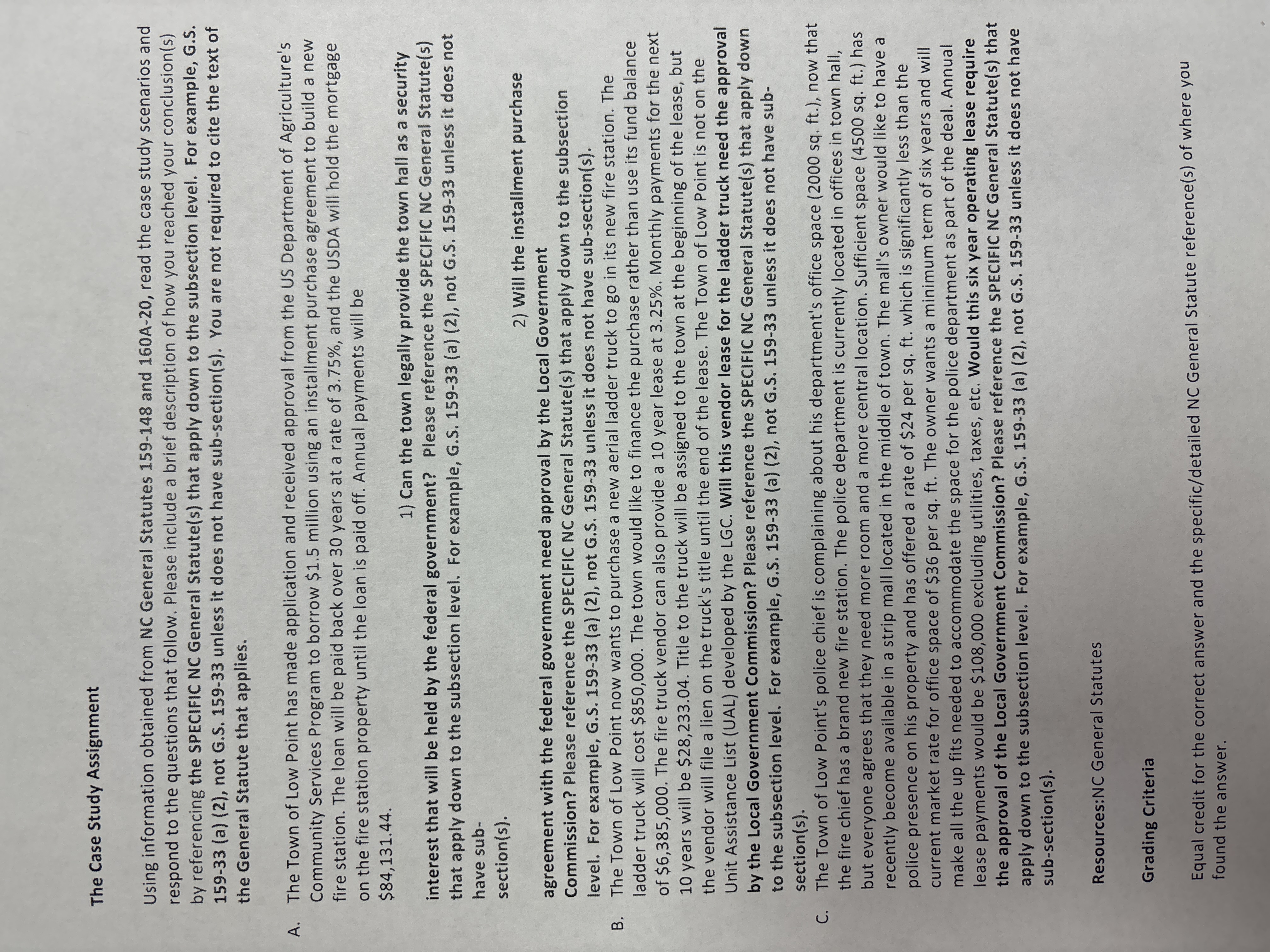  The Case Study Assignment Using information obtained from NC General Statutes