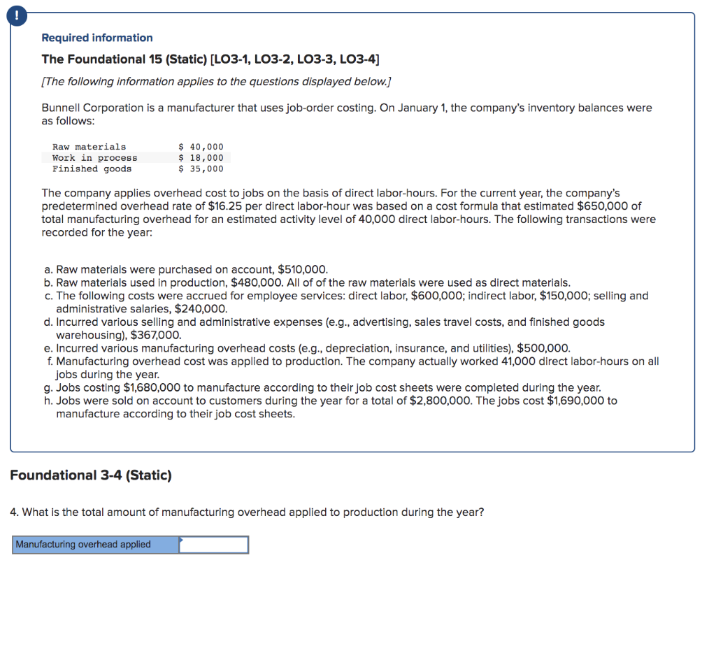  ! Required information The Foundational 15 (Static) (LO3-1, LO3-2, LO3-3, LO3-4]