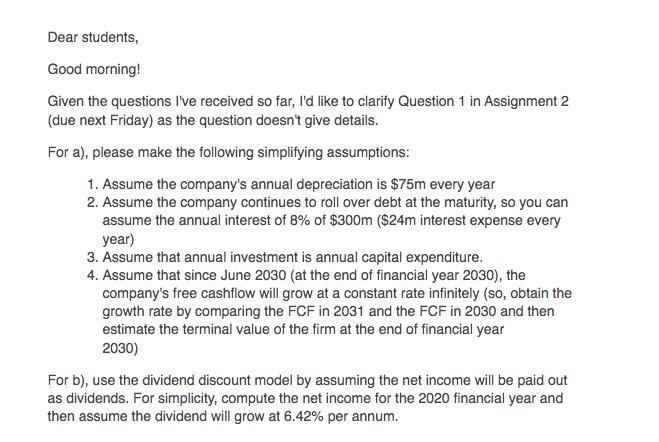 calculations. Question 1. You have been given the following information about a