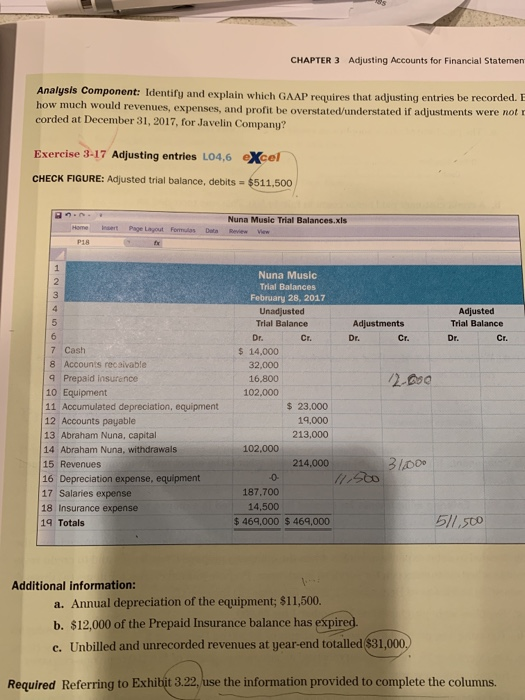  CHAPTER 3 Adjusting Accounts for Financial Statement Analysis Component: Identify and