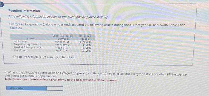 pay for this Required information The following information applies to the questions