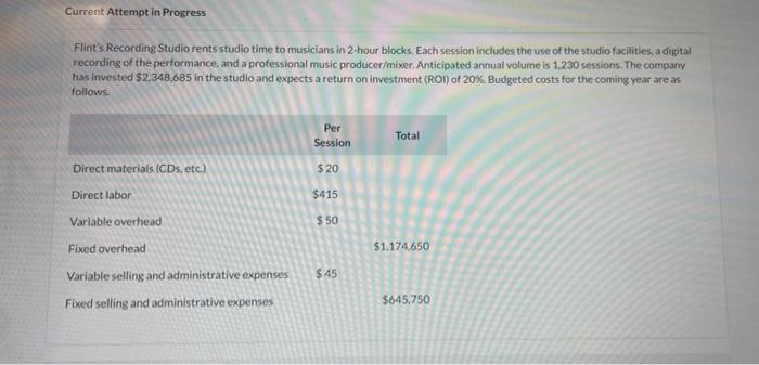  how do I find target price per session? Flint's Recording Studio
