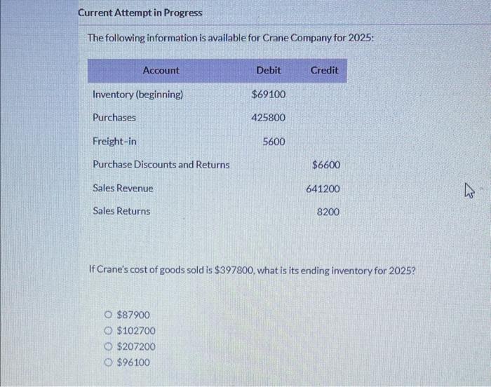  Current Attempt in Progress The following information is available for Crane