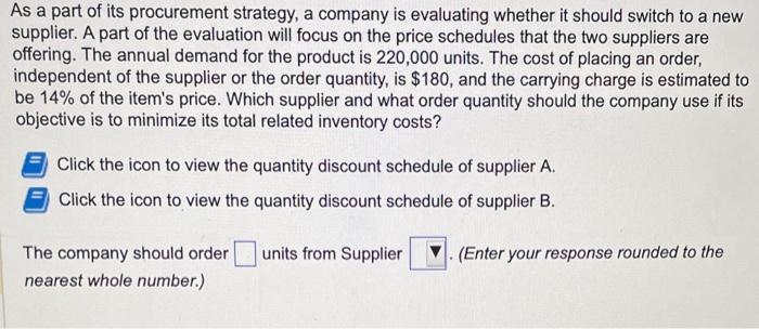  Question supplier A data supplier B data As a part of