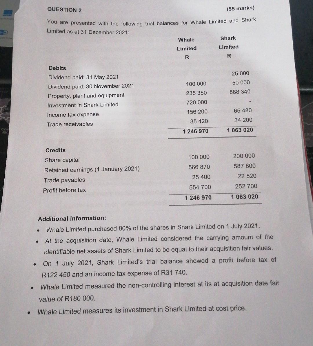  This is all the information they provided us with. QUESTION 2