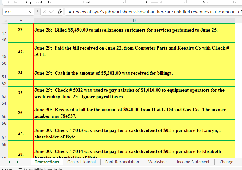 transaction from June 28 - 30. Thank you! B73 - fx A