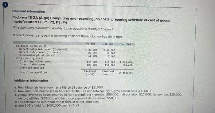 please help thank you! Required information Problem 15-2A (Algo) Computing and recording