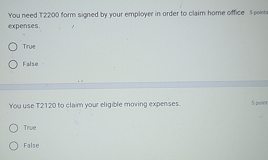  You need T2200 form signed by your employer in order to