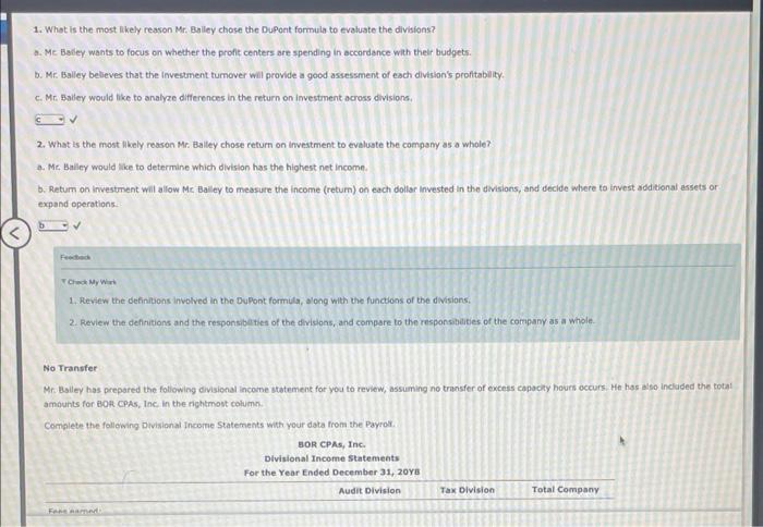 Tax Division. Foch division is composed of two cost centers. The Audic