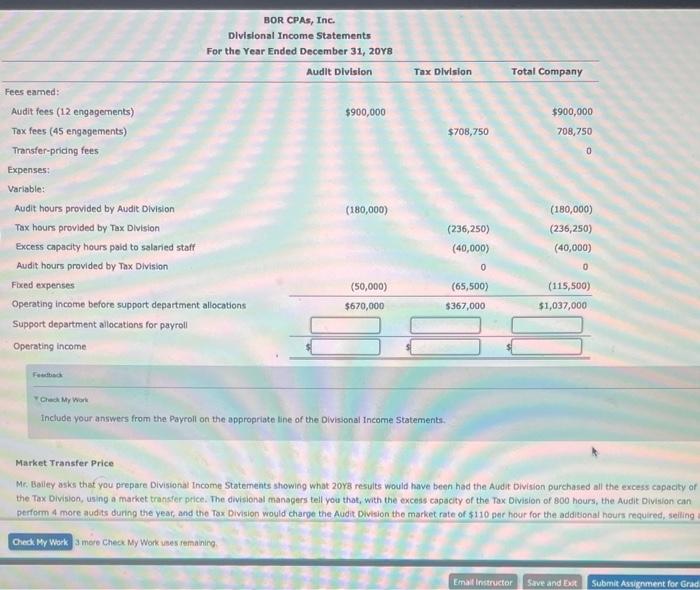 Division is composed of two cost-center departments: Public Company Audits and Private