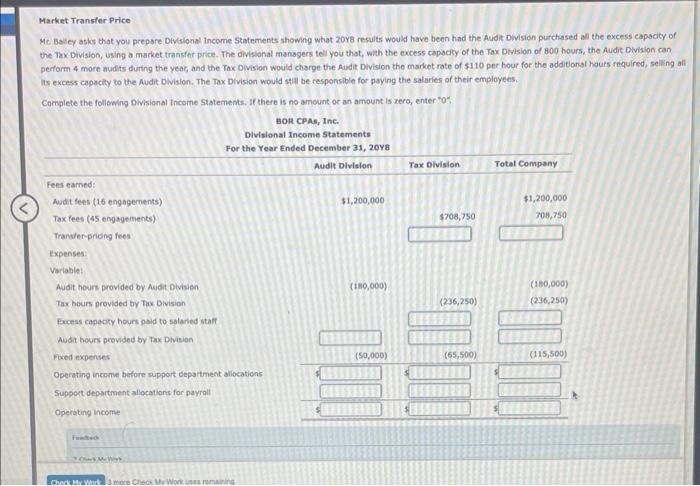 Company Audits. The Tax Bivision is composed of two cost-center departments also: