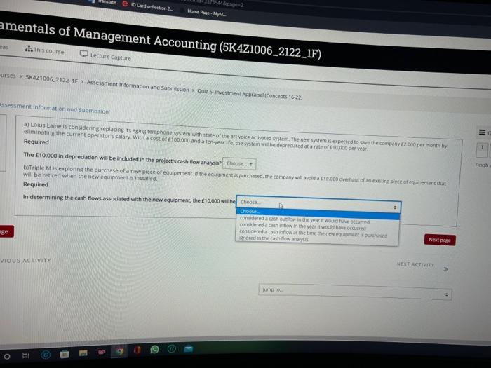 Management Accounting (5K471006_2122_1F) This course Lecture Capture - SK4Z1006 2122_3F > Assessment