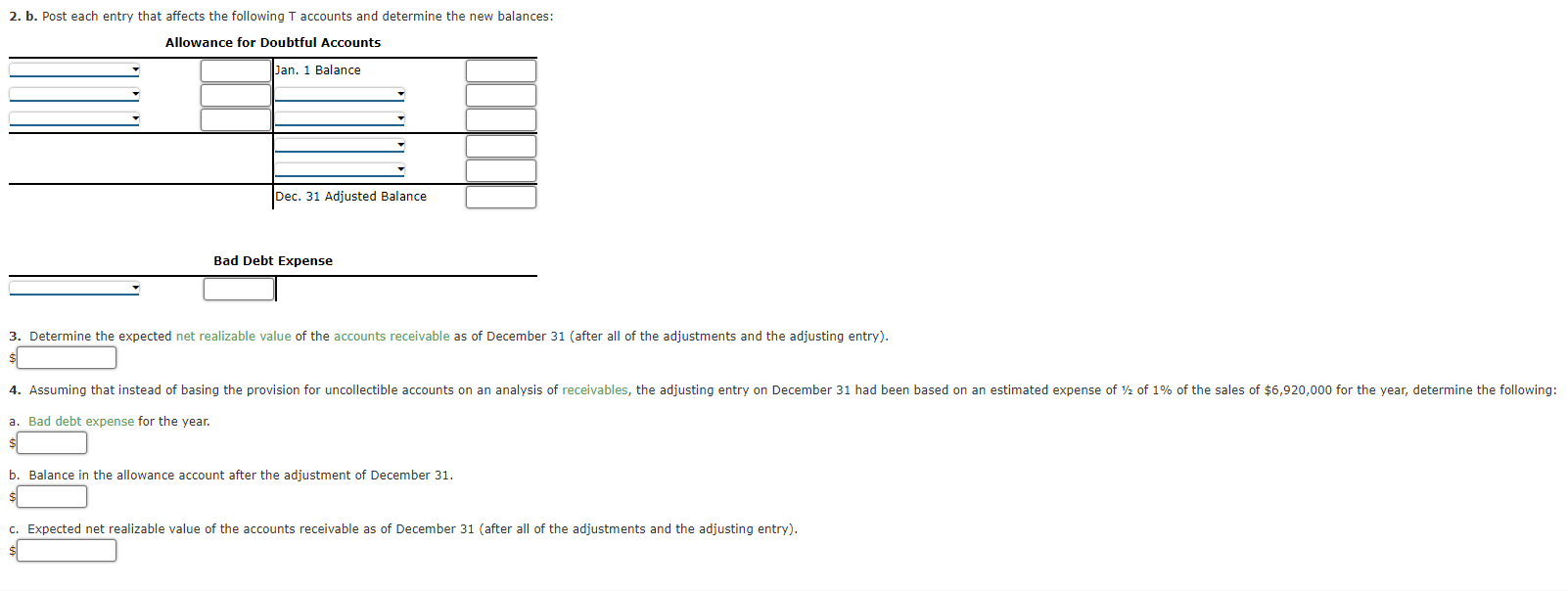 require an entry, leave it blank. Note: For the December 31 adjusting