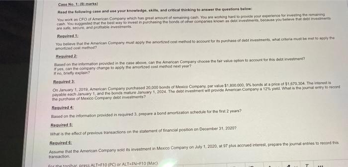  Case No. 1 marks Read the following case and use your