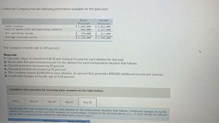 i need help on this question please! Coolbrook Company has the following