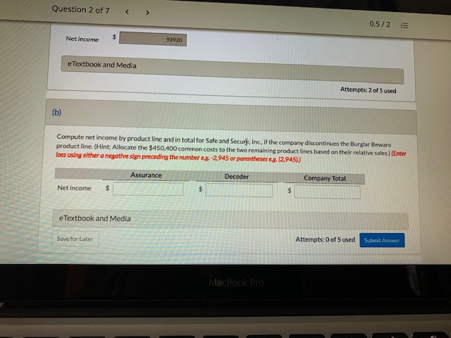 Sales Variable expenses Contribution margin Fixed expenses Net income Assurance $447,900 223,950