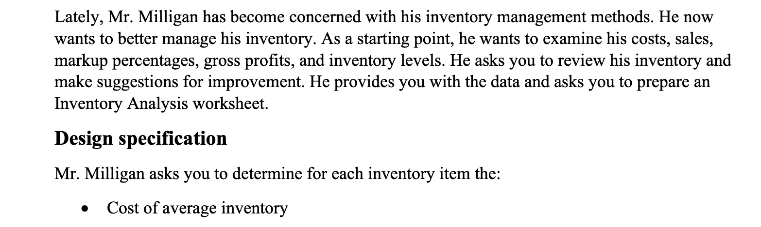 Thank you. Case background Milligan's Backyard Storage Kits, a mail order company,