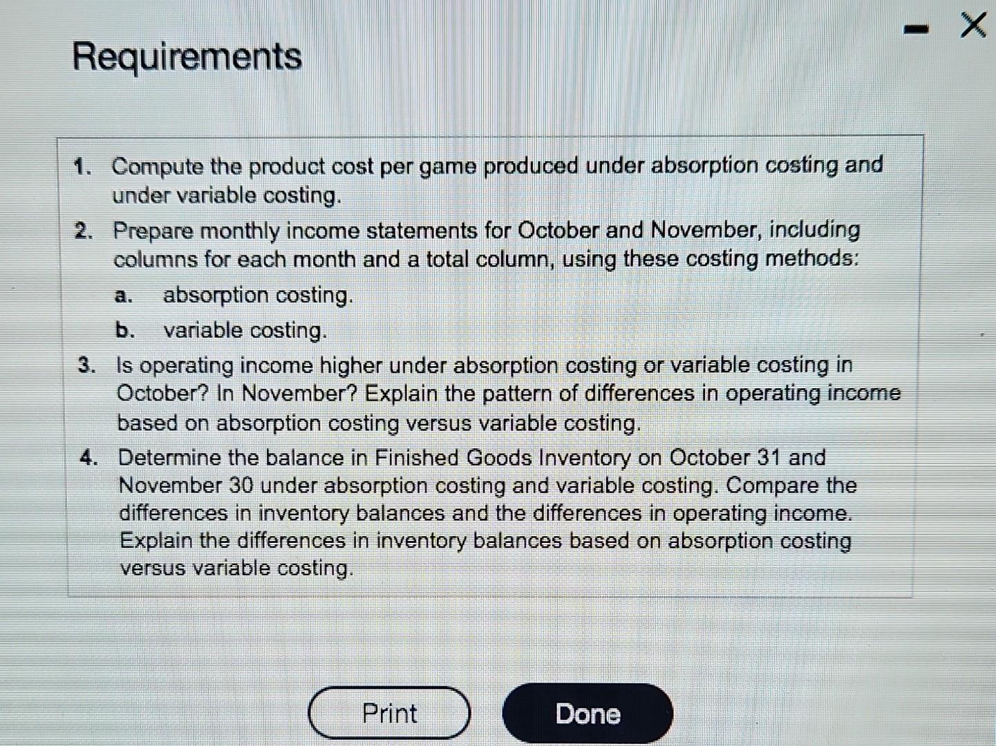 video games that it sells for $36 each. The company uses a