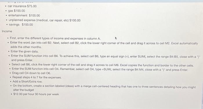 basic budget sheet for the current year (January Through December). It should