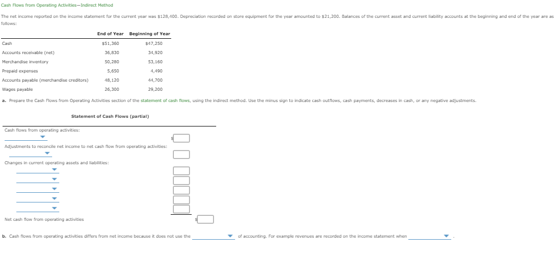the income statement for the current year was $286,100. Depreciation recorded on