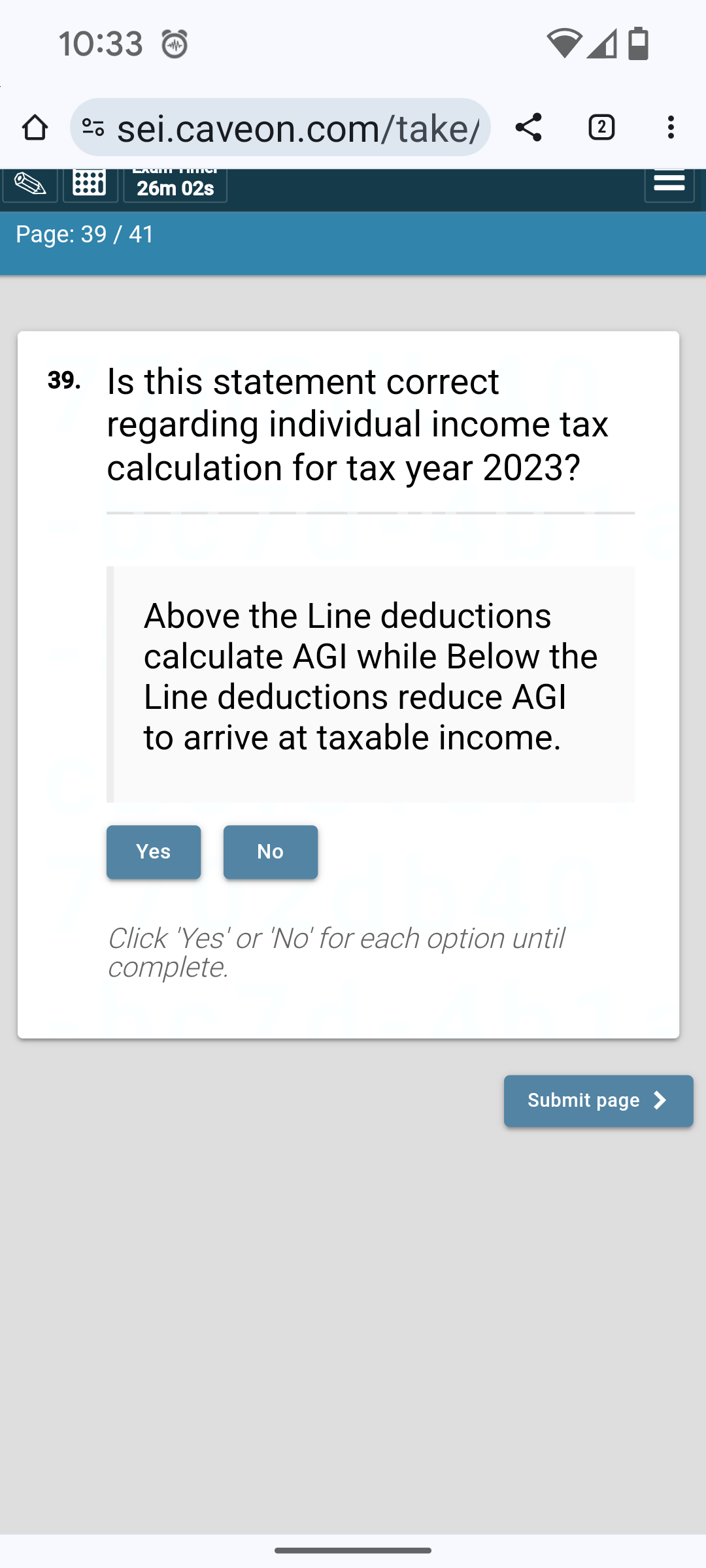  Is this statement correct regarding individual income tax calculation for tax