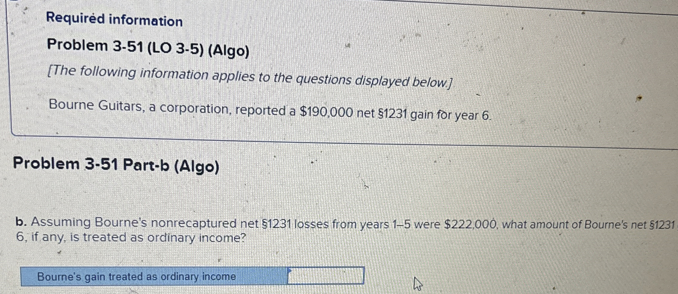  Required information Problem 3-51(LO 3-5)(Algo) [The following information applies to the