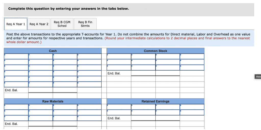 Year 1 Accounting Period 1. The company was started on January 1,