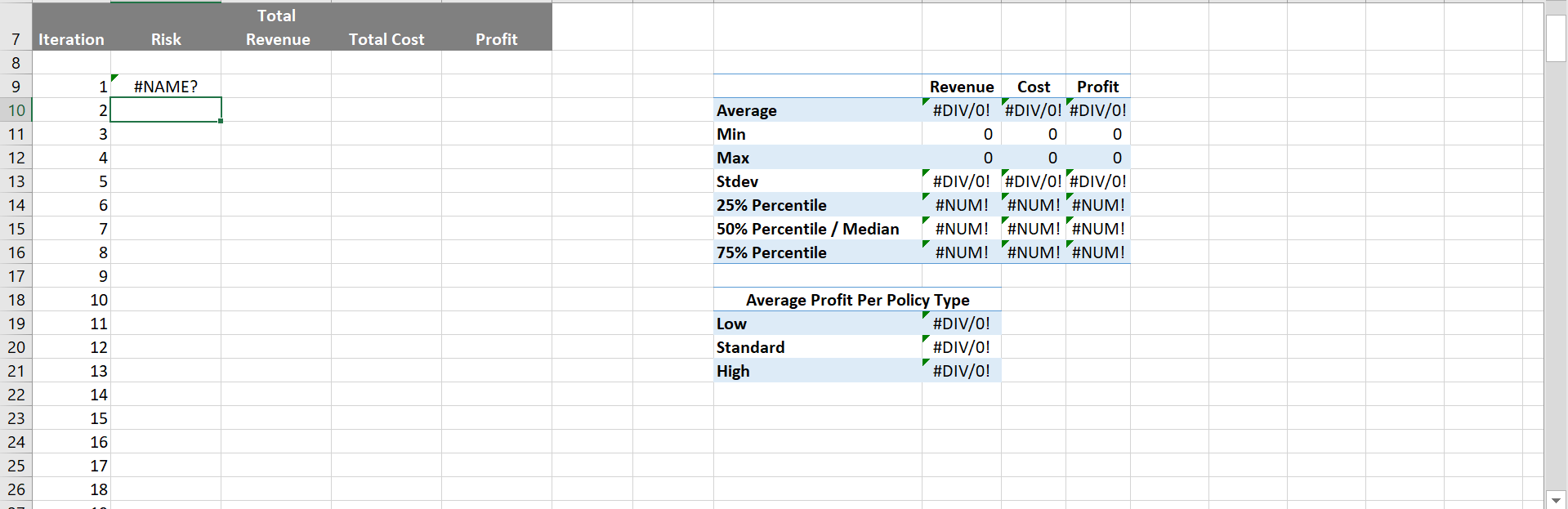 worksheet, create a one-variable data table that will function as a predictive