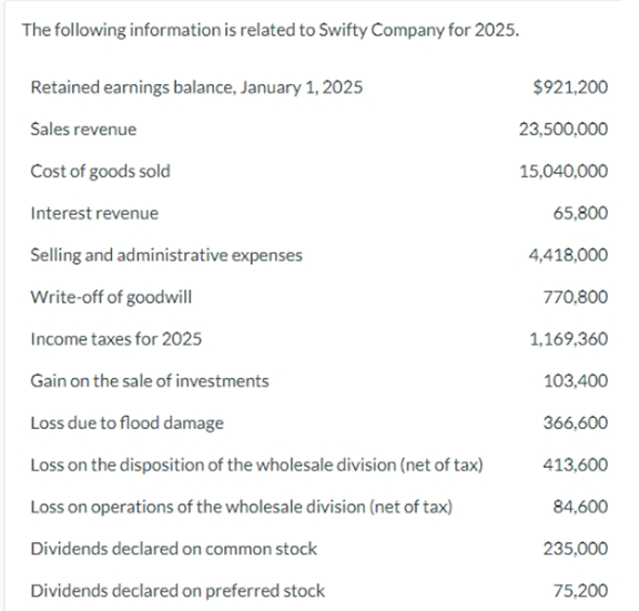  (a2) Prepare a Retained earning statement. (Round earnings per share to