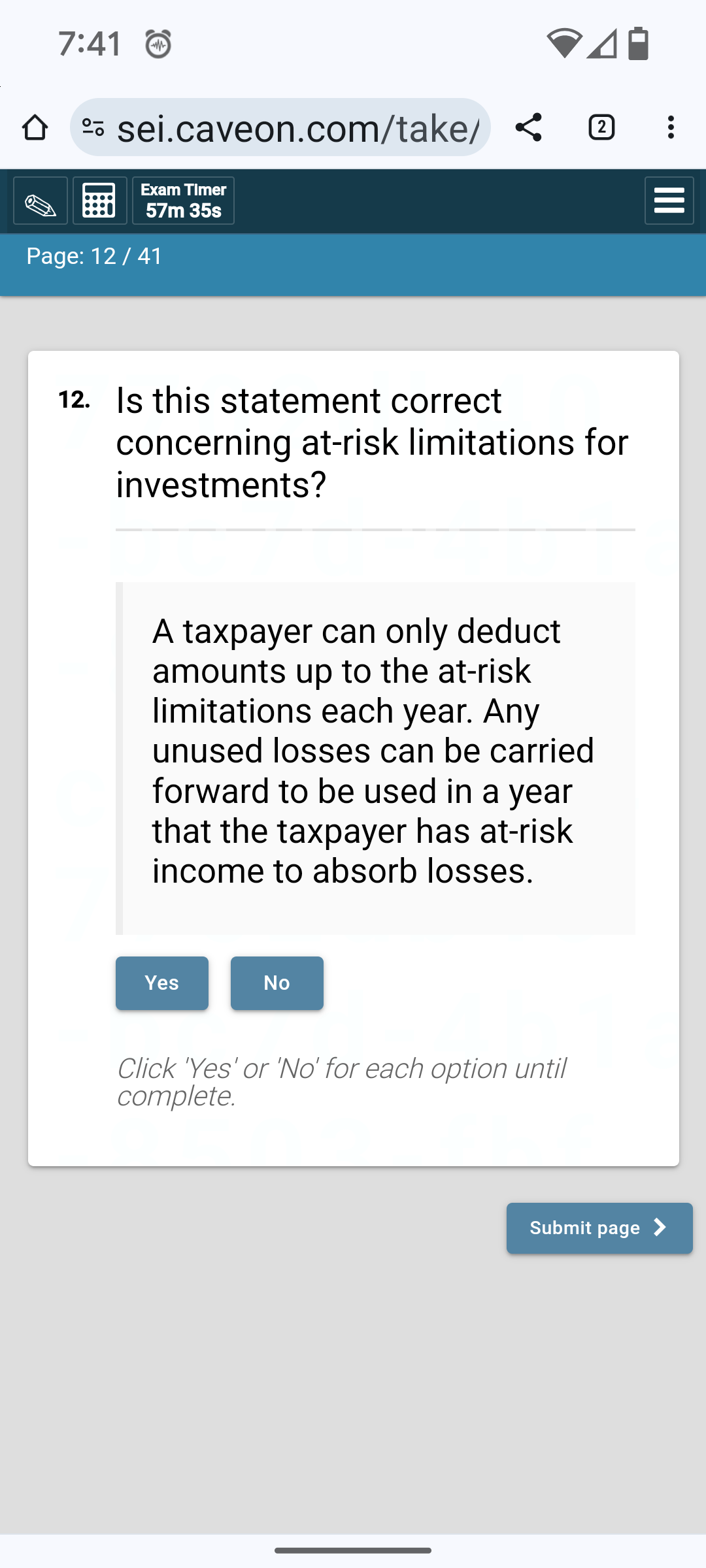  Is this statement correct concerning at-risk limitations for investments? A taxpayer