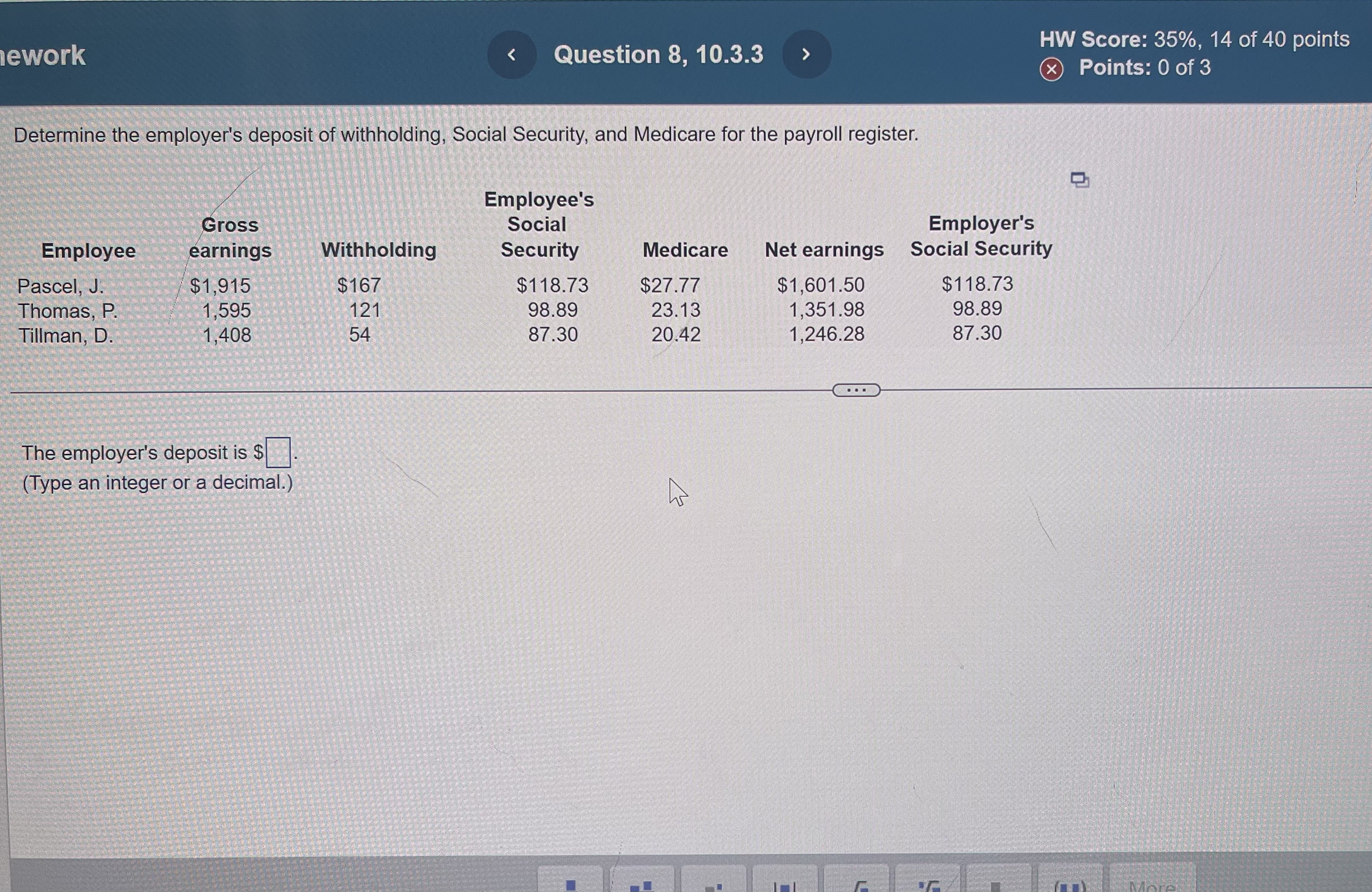  rework Question 8,10.3.3 HW Score: 35%,14 of 40 points Points: 0