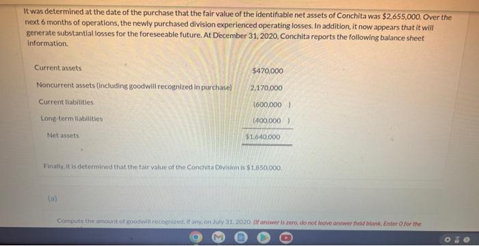 Company paid \$2,900,000 to acquire all of the common stock of Conchita