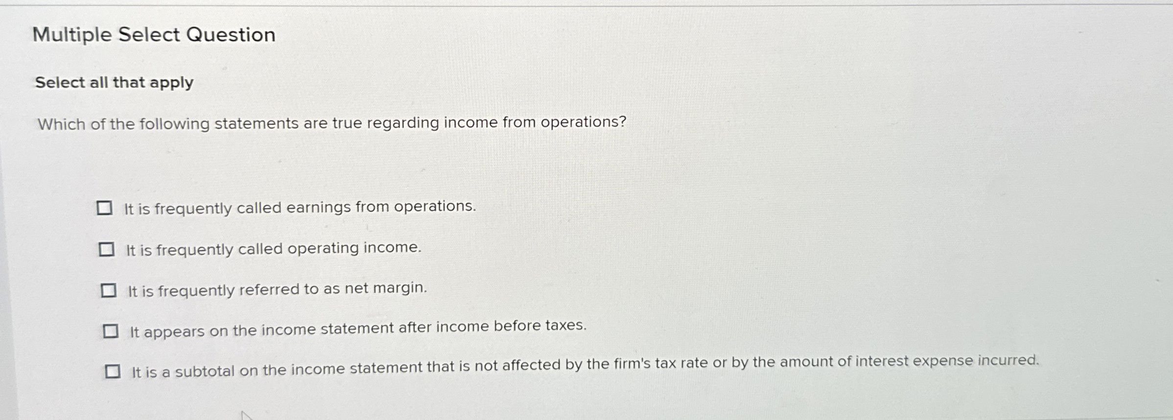  Multiple Select Question Select all that apply Which of the following