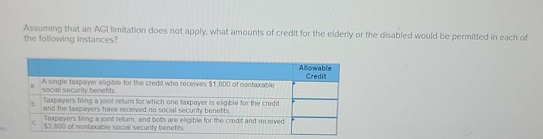  Assuming that an AGI limitation does not apply, what amounts of